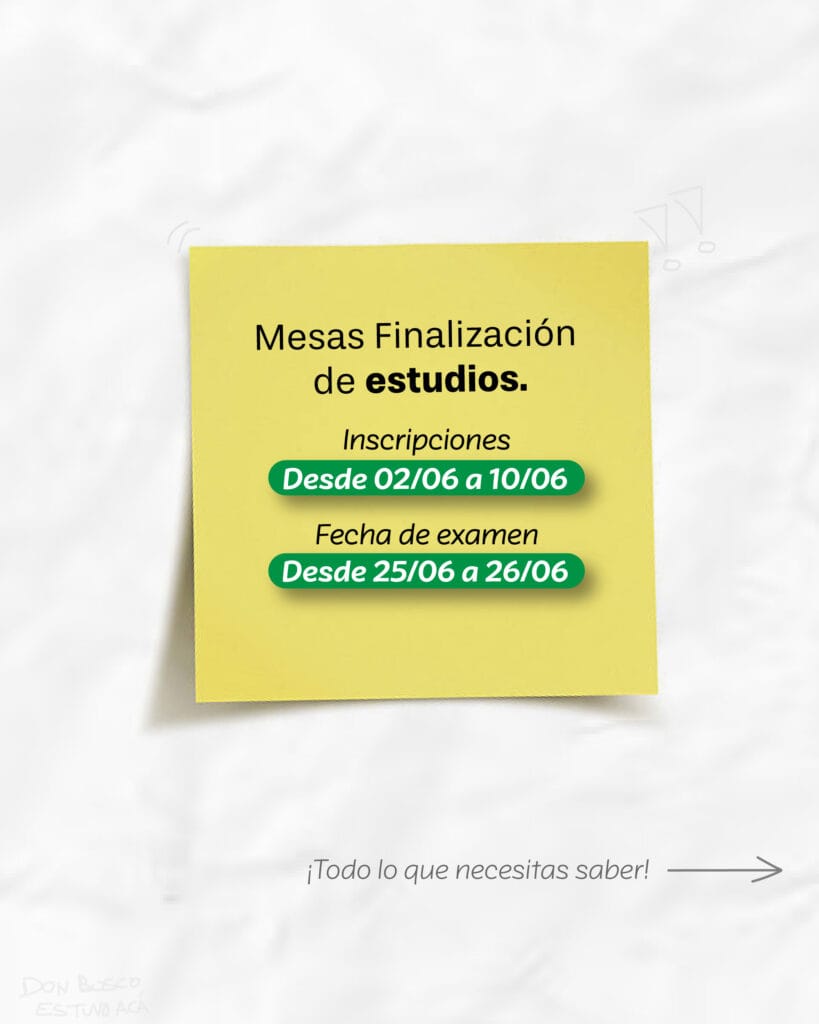 Mesas de finalización de estudios Junio