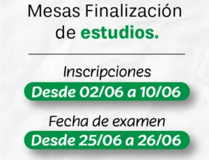Mesas de finalización de estudios Junio
